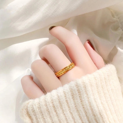 Shiny Round Titanium Steel Plating Inlay Artificial Diamond Rings