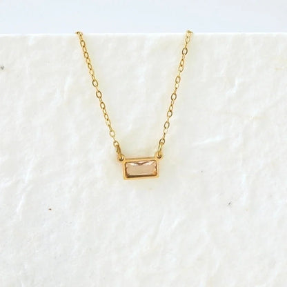 IG Style Modern Style Classic Style Rectangle 304 Stainless Steel Zircon 18K Gold Plated Inlay Pendant Necklace
