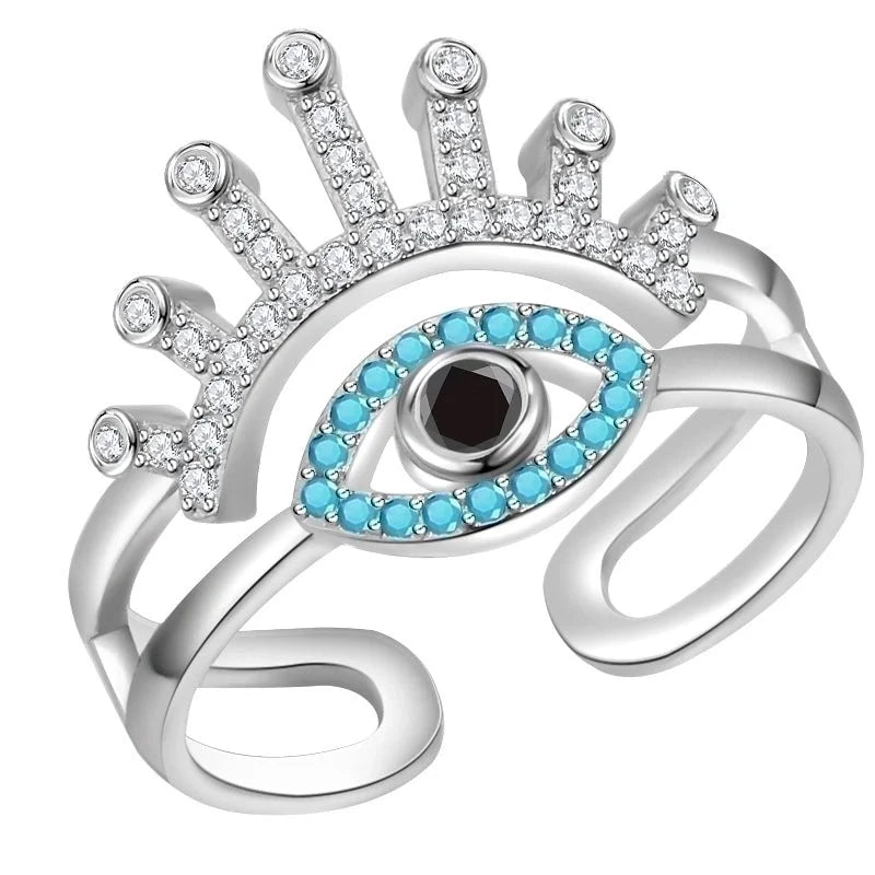 1 Piece Lady Devil's Eye Copper Plating Artificial Gemstones Open Ring