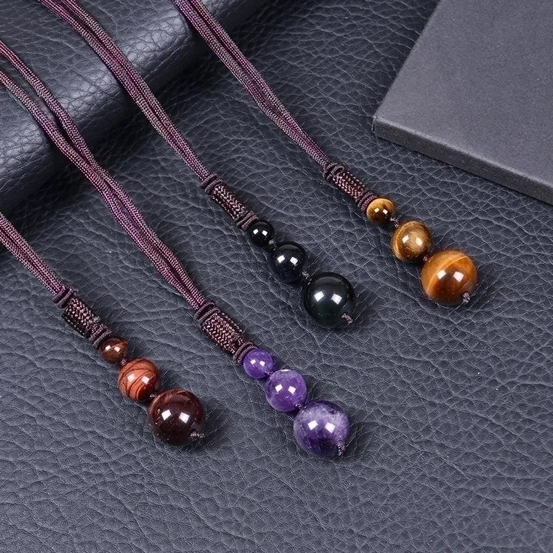 Minimalist Printing Natural Stone Pendant Necklace