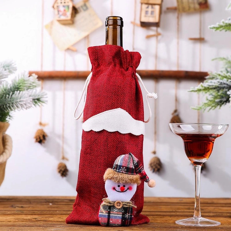 Christmas Decorations Christmas Bottle Set Wine Champagne Bottle Bag Dining Table Dress Up