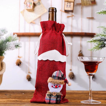 Christmas Decorations Christmas Bottle Set Wine Champagne Bottle Bag Dining Table Dress Up