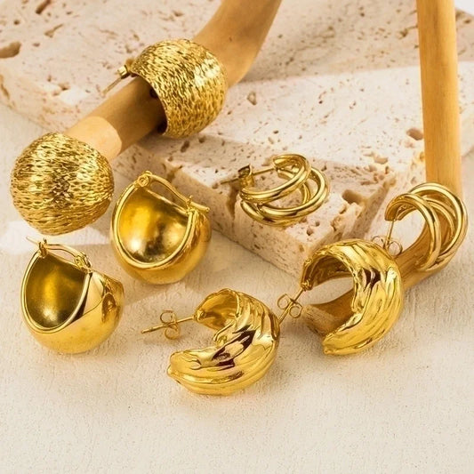 1 Pair Ig Style Minimalist Streetwear C Shape Semicircle Plating Stainless Steel 18k Gold Plated Ear Studs