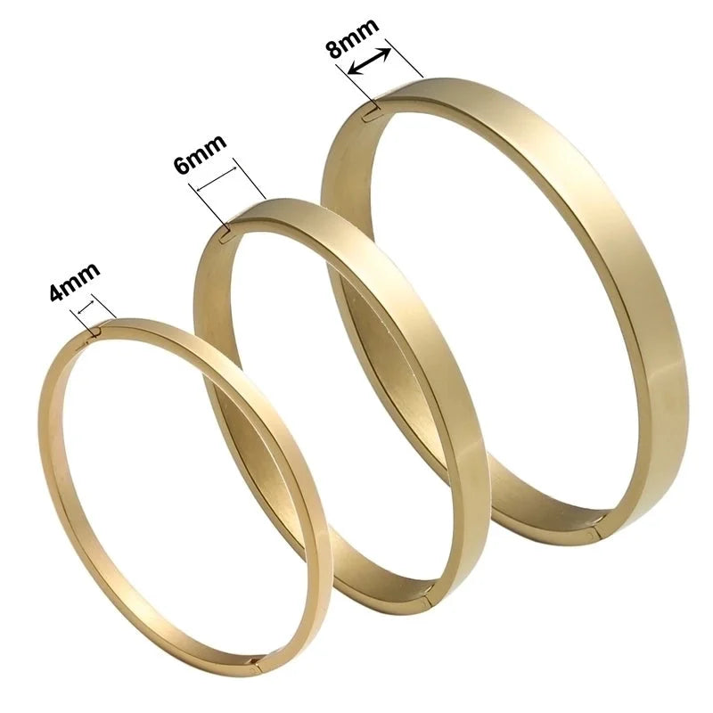 Minimalist Solid Color Stainless Steel Gold Plated Bangle In Bulk