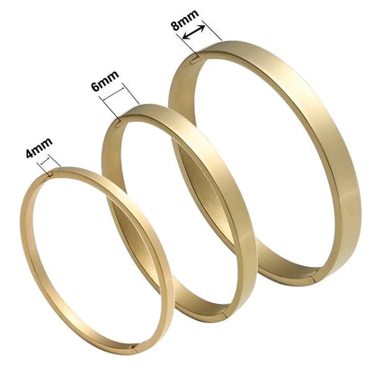 Minimalist Solid Color Stainless Steel Gold Plated Bangle In Bulk