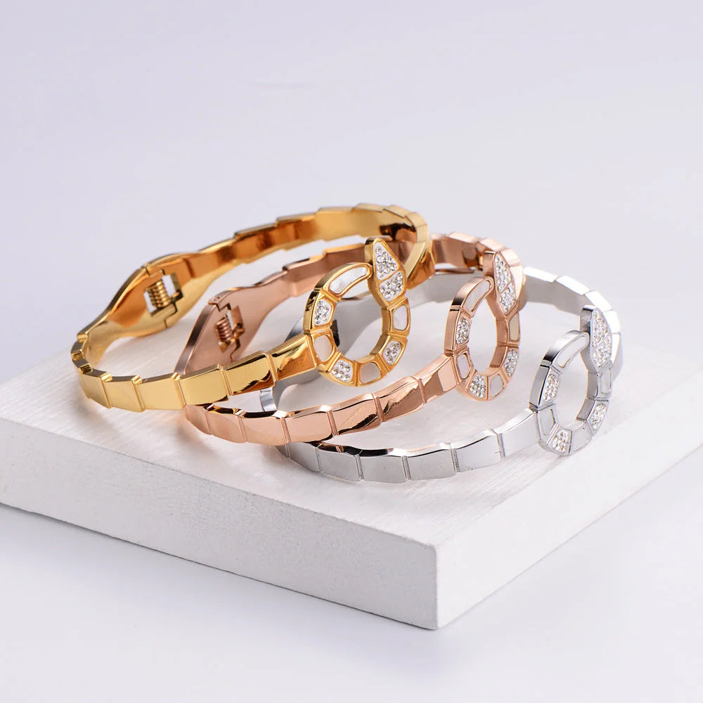 IG Style Women Metal Diamond Fruit Stainless Steel Bangles