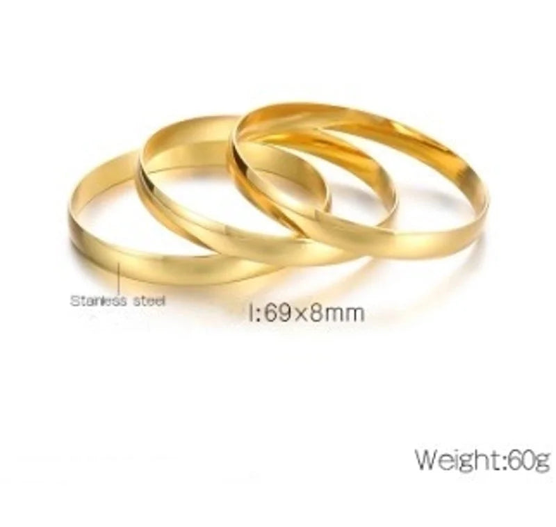 Minimalist Round Stainless Steel 18K Gold Plated Bangle In Bulk