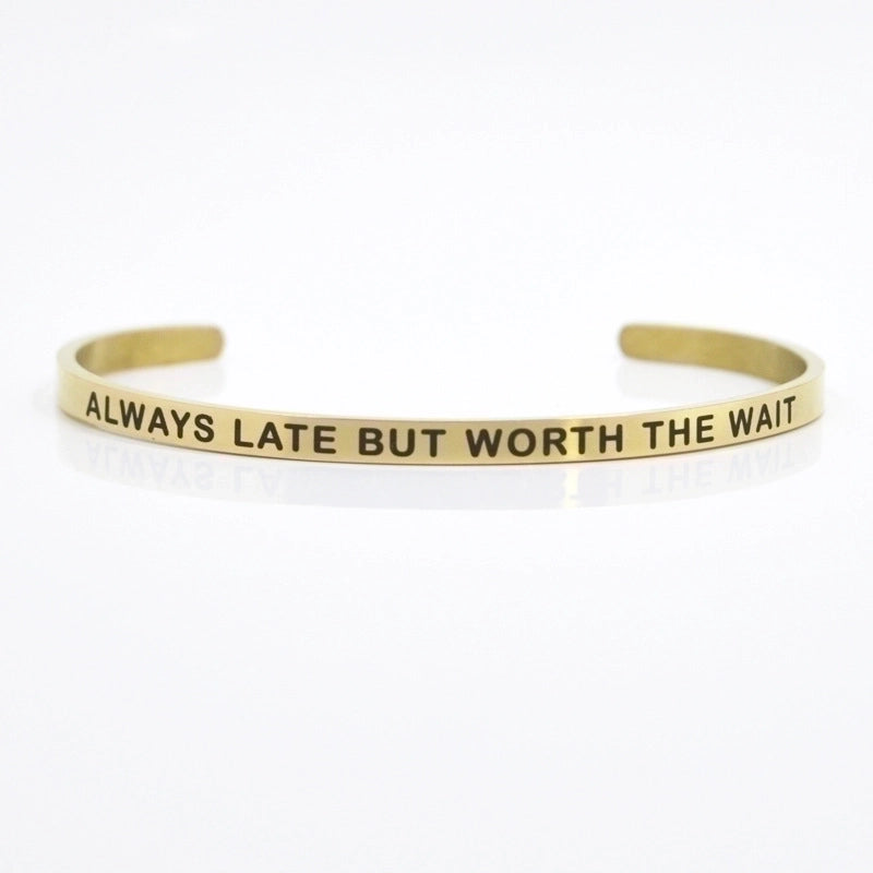 Minimalist Letter Stainless Steel Bangle