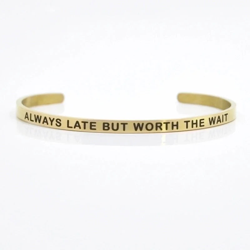 Minimalist Letter Stainless Steel Bangle