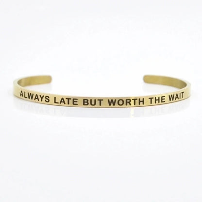 Minimalist Letter Stainless Steel Bangle