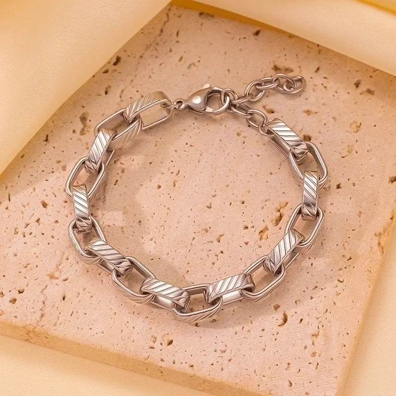 Hip-Hop Minimalist Commute Solid Color 304 Stainless Steel 18K Gold Plated Bracelets In Bulk