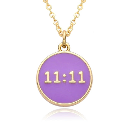 2 Pieces Copper Enamel Geometric Number Pendant Necklace