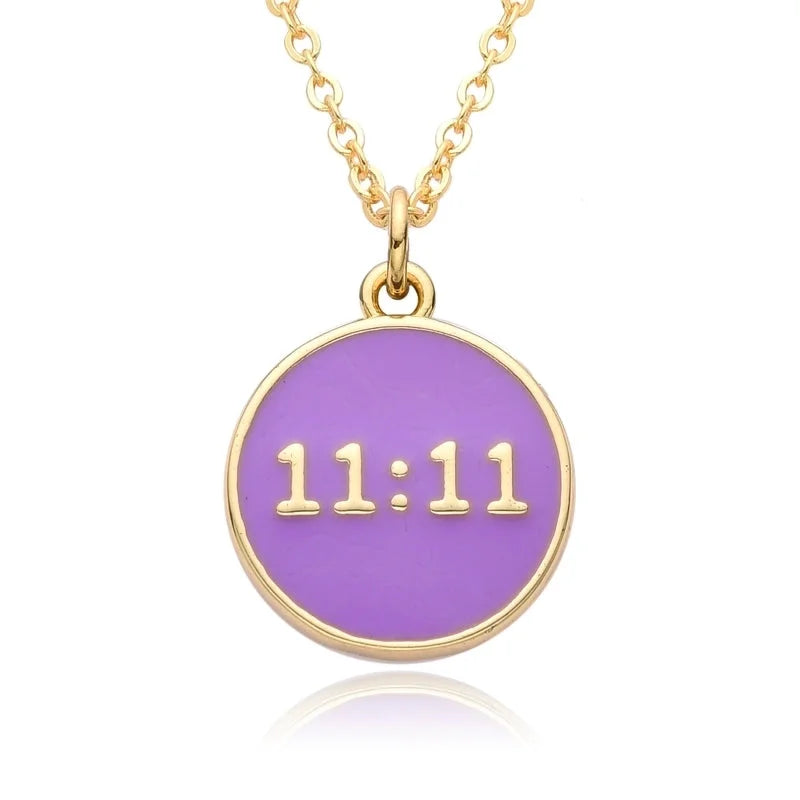 2 Pieces Copper Enamel Geometric Number Pendant Necklace