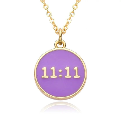 2 Pieces Copper Enamel Geometric Number Pendant Necklace