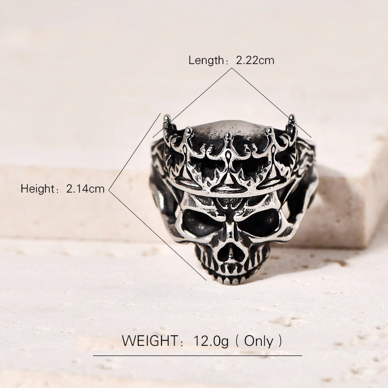Retro Punk Skull 304 Stainless Steel Plating 18K Gold Plated Halloween Men's Rings