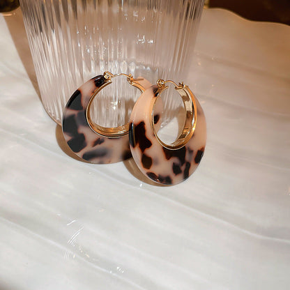 Luxurious Circle Round Geometric Alloy Oil Dripping Earrings