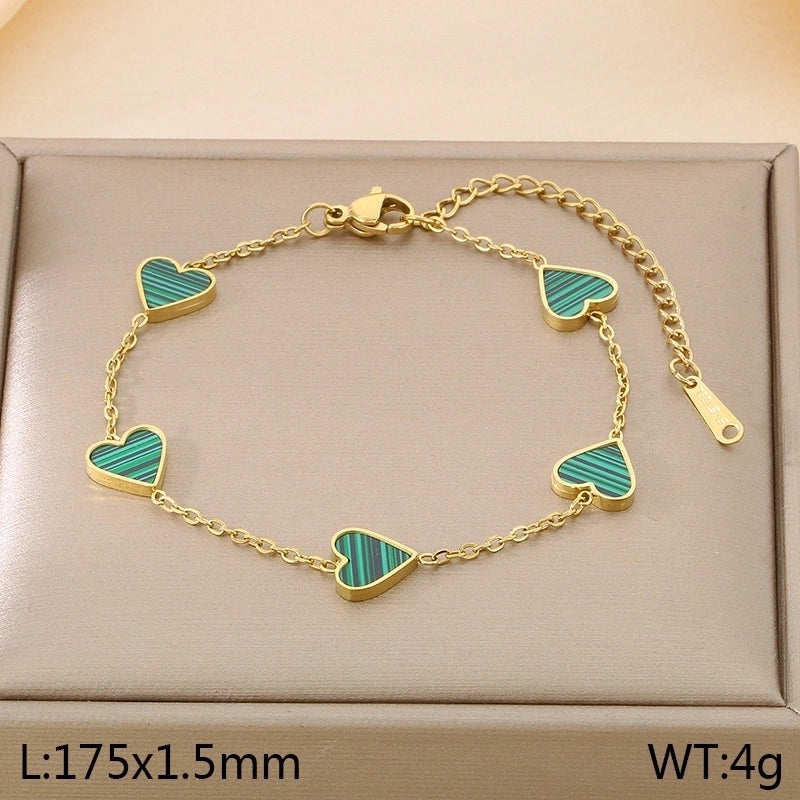 Minimalist Heart Shape 304 Stainless Steel 18K Gold Plated Bracelets In Bulk