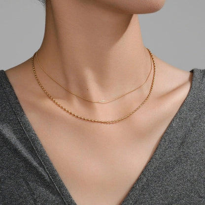 Double-Layer Choker Titanium Steel Necklace Three-Layer Blade Chain Snake Bones Chain Stainless Steel Jewelry Summer Non-Fading Female