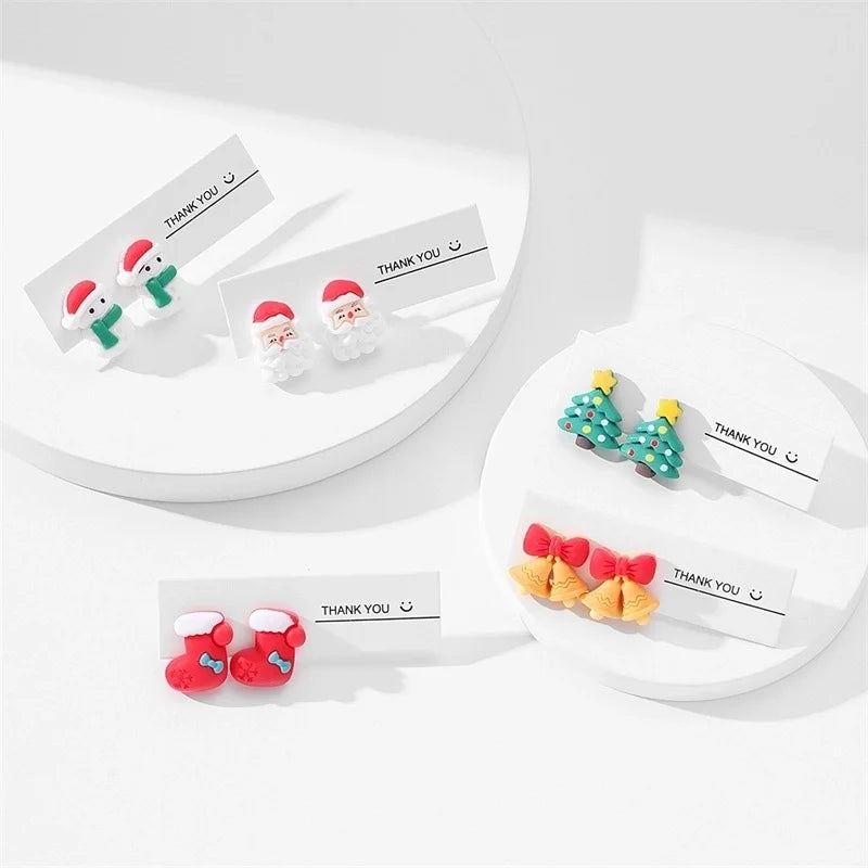 Cartoon Style Santa Claus Resin Epoxy Women's Ear Studs 1 Pair