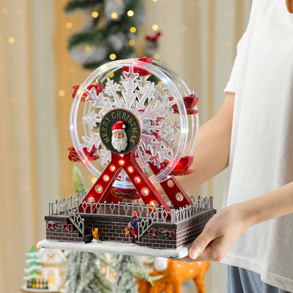 Multiple Christmas Rotating Resin Glowing Music Box Ornaments Rotating Small Train Christmas Gift