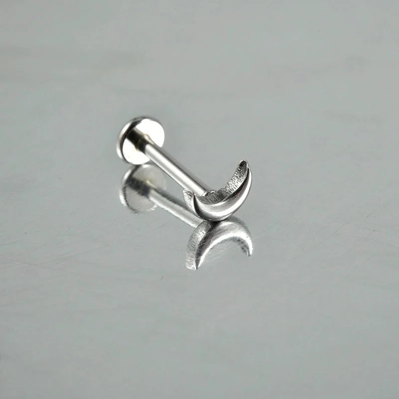 2 Pieces Lip Rings Casual Hawaiian Tropical Star Moon 304 Stainless Steel 18K Gold Plated Ear Cartilage Rings & Studs