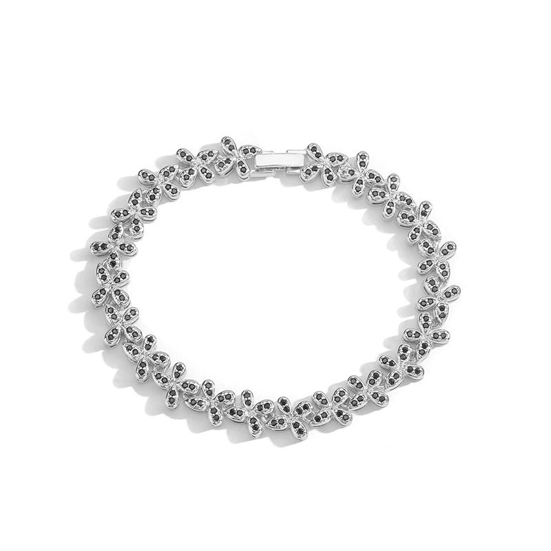 Copper 18K Gold Plated Plating Inlay Butterfly Zircon Bracelets Necklace