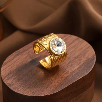 Vintage Style Minimalist Geometric 304 Stainless Steel Wide Band Rings Open Rings