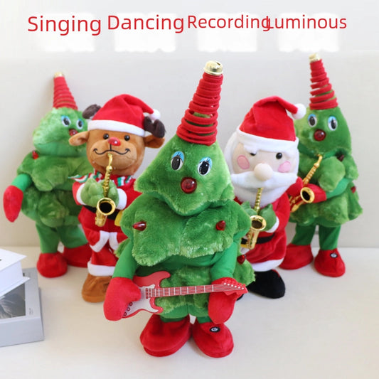 Christmas Tree Elderly Elk Doll With Singing And Dancing Recording Electric Plush Toy Christmas Gift