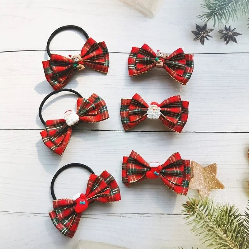 Fashion Plaid Bow Knot Cloth Hair Clip Hair Tie