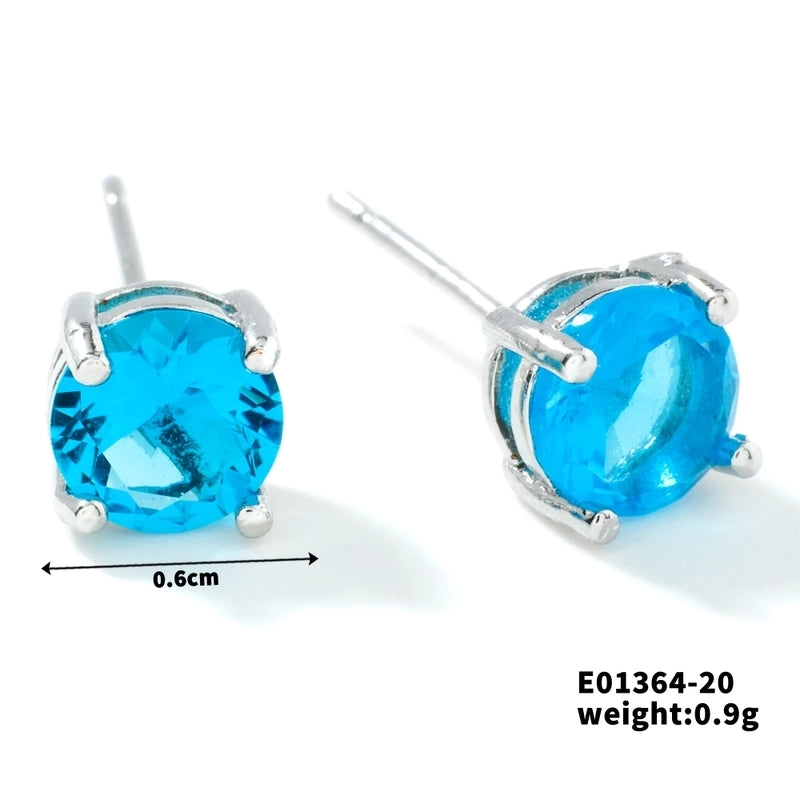 1 Pair Minimalist Geometric Plating Inlay Copper Glass K Gold Plated Rhodium Plated Ear Studs