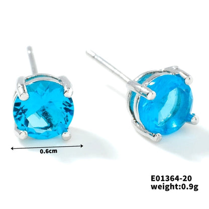 1 Pair Minimalist Geometric Plating Inlay Copper Glass K Gold Plated Rhodium Plated Ear Studs