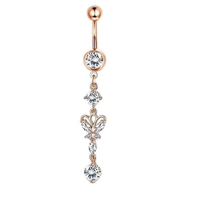 Minimalist Heart Shape Bow Knot Stainless Steel Plating Zircon Belly Ring 1 Piece