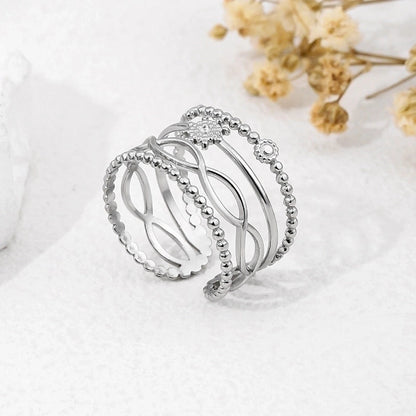 2 Pieces 304 Stainless Steel 18K Gold Plated Beach Minimalist Plating Cross Simple Lines Rings