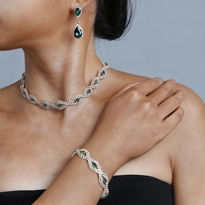 Rhinestone Heart Artificial Gemstones Bridal Jewelry Sets