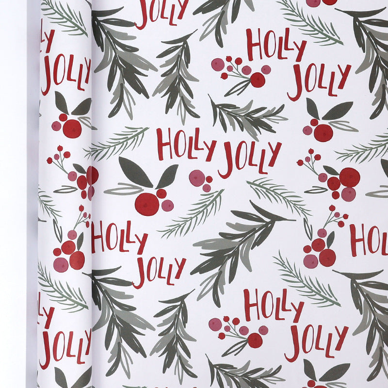 Large Size Gift Wrapping Paper Roll Brown Christmas Reindeer Head Elk Green Plaid Gift Box Recyclable Gift Paper