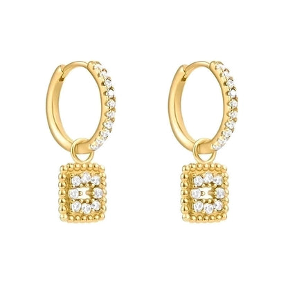 1 Pair Fashion Cross Heart Shape Plating Copper Zircon Dangling Earrings