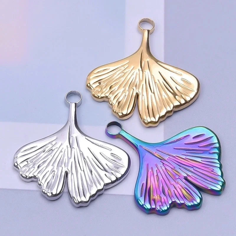 3 Pieces Casual Minimalist Ginkgo Leaf 304 Stainless Steel 18K Gold Plated Pendant Necklace Necklace Pendant