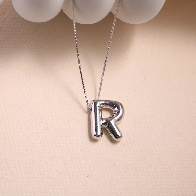 Minimalist Classic Style Letter Copper Silver Plated Pendant Necklace In Bulk