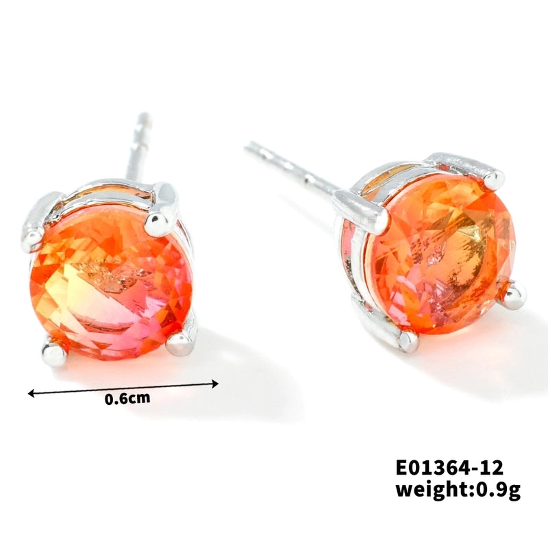 1 Pair Minimalist Geometric Plating Inlay Copper Glass K Gold Plated Rhodium Plated Ear Studs