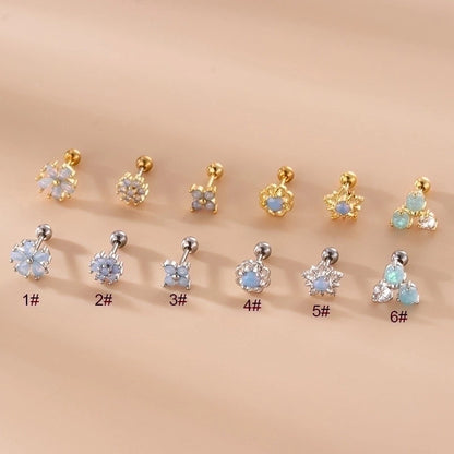 1 Piece Ear Cartilage Rings & Studs Fashion Star Flower 316L Stainless Steel Copper Inlaid Zircon