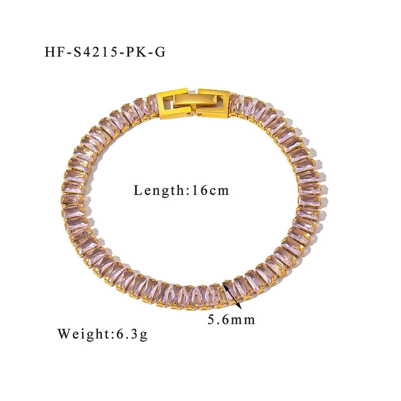 Retro Solid Color 304 Stainless Steel Zircon Bracelets In Bulk