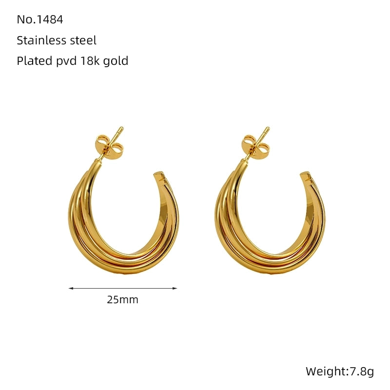 1 Pair Minimalist Classic Style Solid Color 304 Stainless Steel 18K Gold Plated Earrings Ear Studs