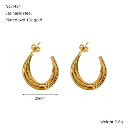 1 Pair Minimalist Classic Style Solid Color 304 Stainless Steel 18K Gold Plated Earrings Ear Studs