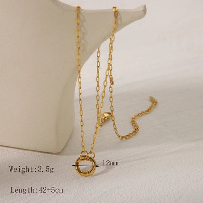 Casual Basic Commute Round Solid Color Rectangle 304 Stainless Steel 18K Gold Plated Pendant Necklace