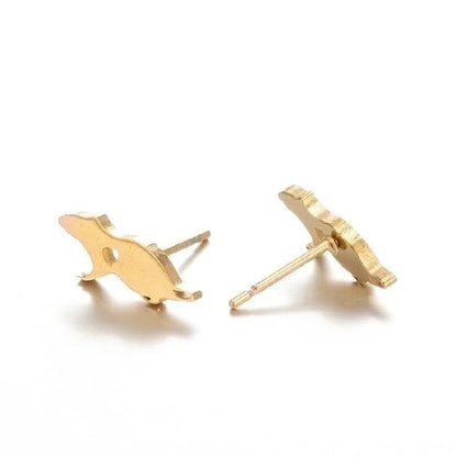 1 Pair Minimalist Animal 304 Stainless Steel 18K Gold Plated Ear Studs