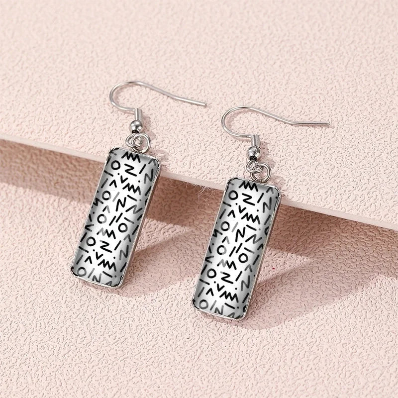 Leopard Earrings Zebra Earrings Dairy Grain Square Earrings Time Gemstone Rectangular Earrings