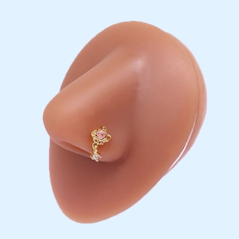 Minimalist Star Graffiti Flame Stainless Steel Epoxy Plating Inlay Artificial Rhinestones Zircon White Gold Plated Gold Plated Nose Studs