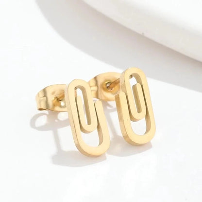 1 Pair Fashion Geometric Plating 304 Stainless Steel 18K Gold Plated Ear Studs