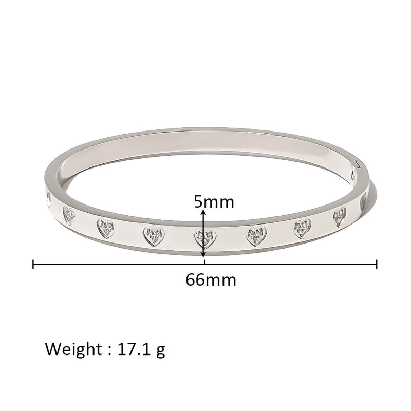 Minimalist Shiny Solid Color 316L Stainless Steel 18K Gold Plated Zircon Bangle In Bulk