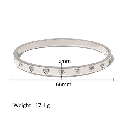 Minimalist Shiny Solid Color 316L Stainless Steel 18K Gold Plated Zircon Bangle In Bulk